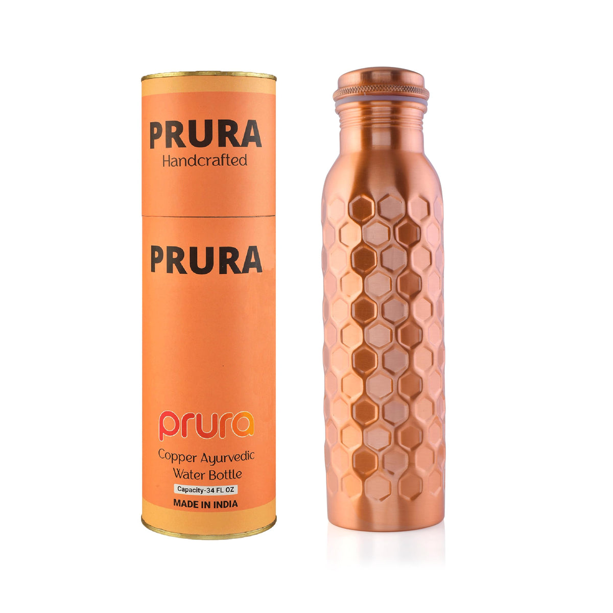 Copper Water Bottle A Leak Proof Ayurvedic Pure Copper Vessel (32.1 Ounces / Design 45)