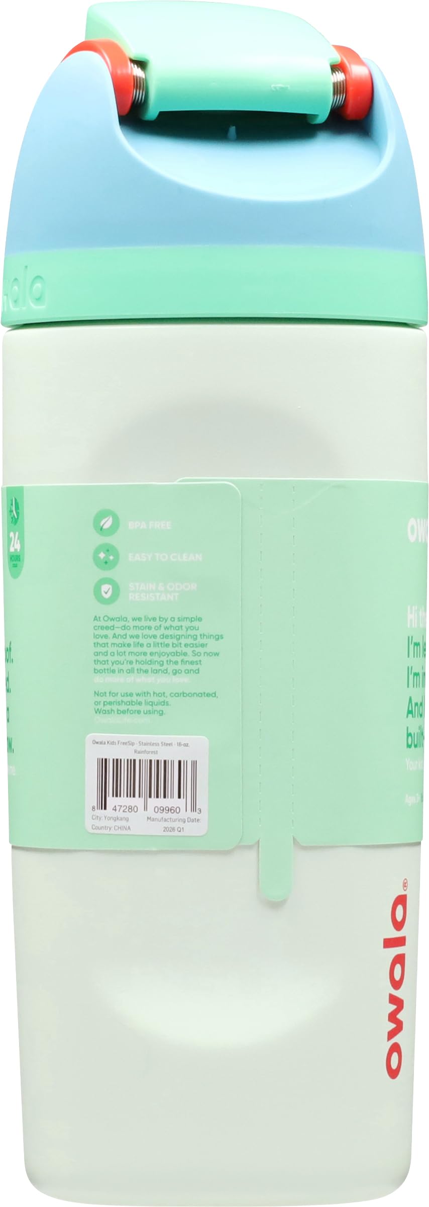 FreeSip Kids 16 fl. oz. Rain Forest BPA Free Water Bottle with Spout Lid (Turquoise)