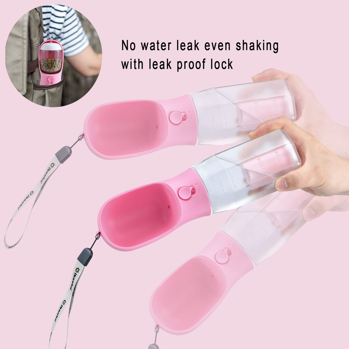 Dog Water Bottle with Food Container & Poop Bag Holder & Filter (#11 Red / 12oz)