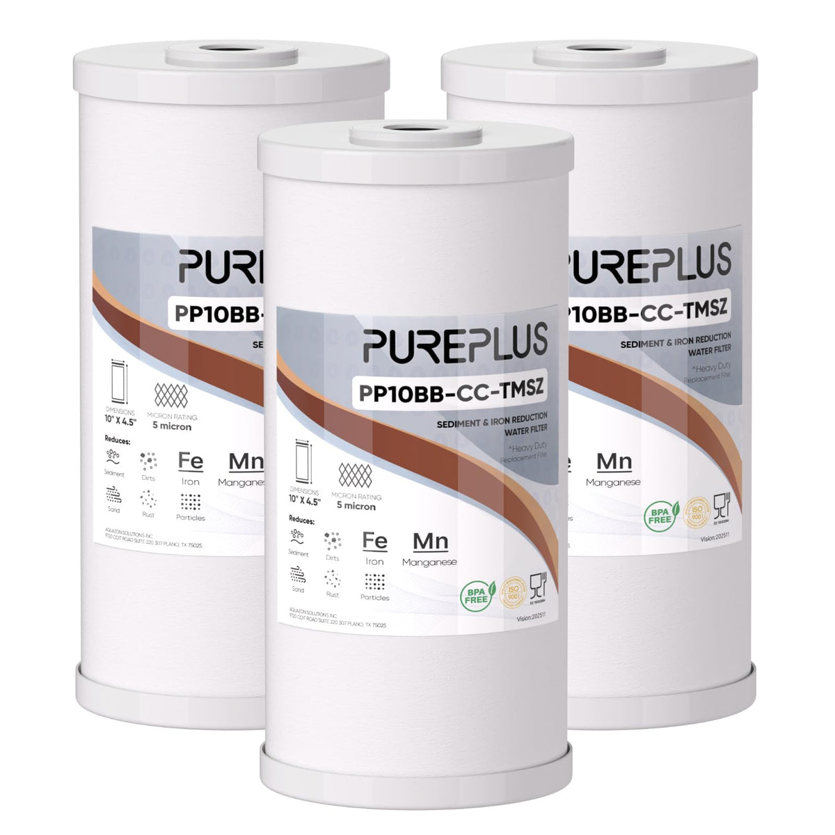 10" x 4.5" Whole House Iron Reducing Sediment Water Filter (3 Count (Pack of 1))