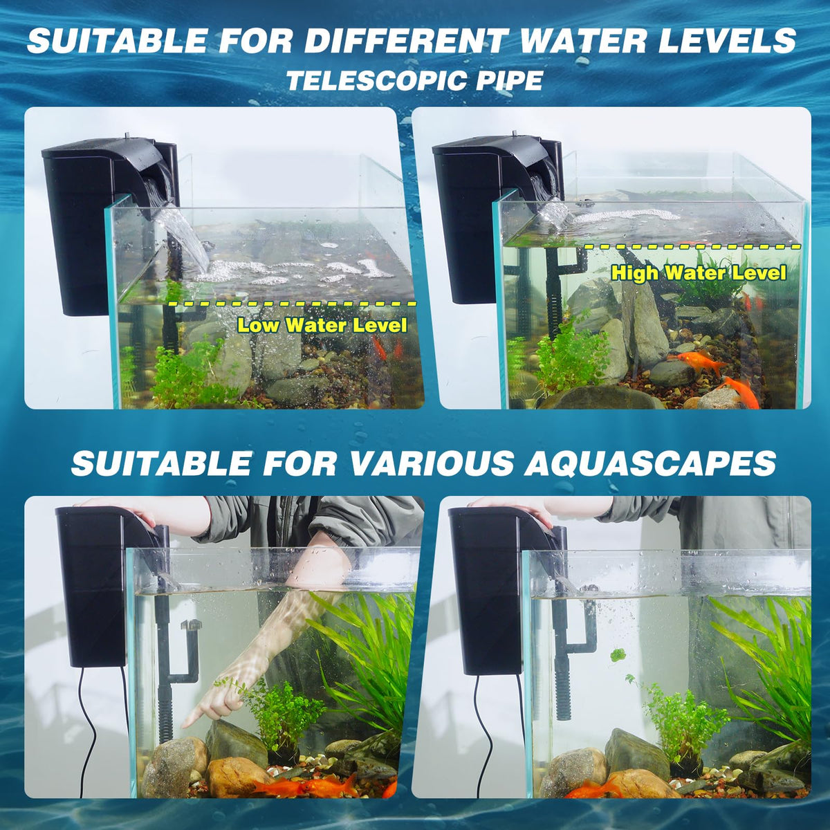 Large Hang on Back Aquarium Filter w (HB-1200)