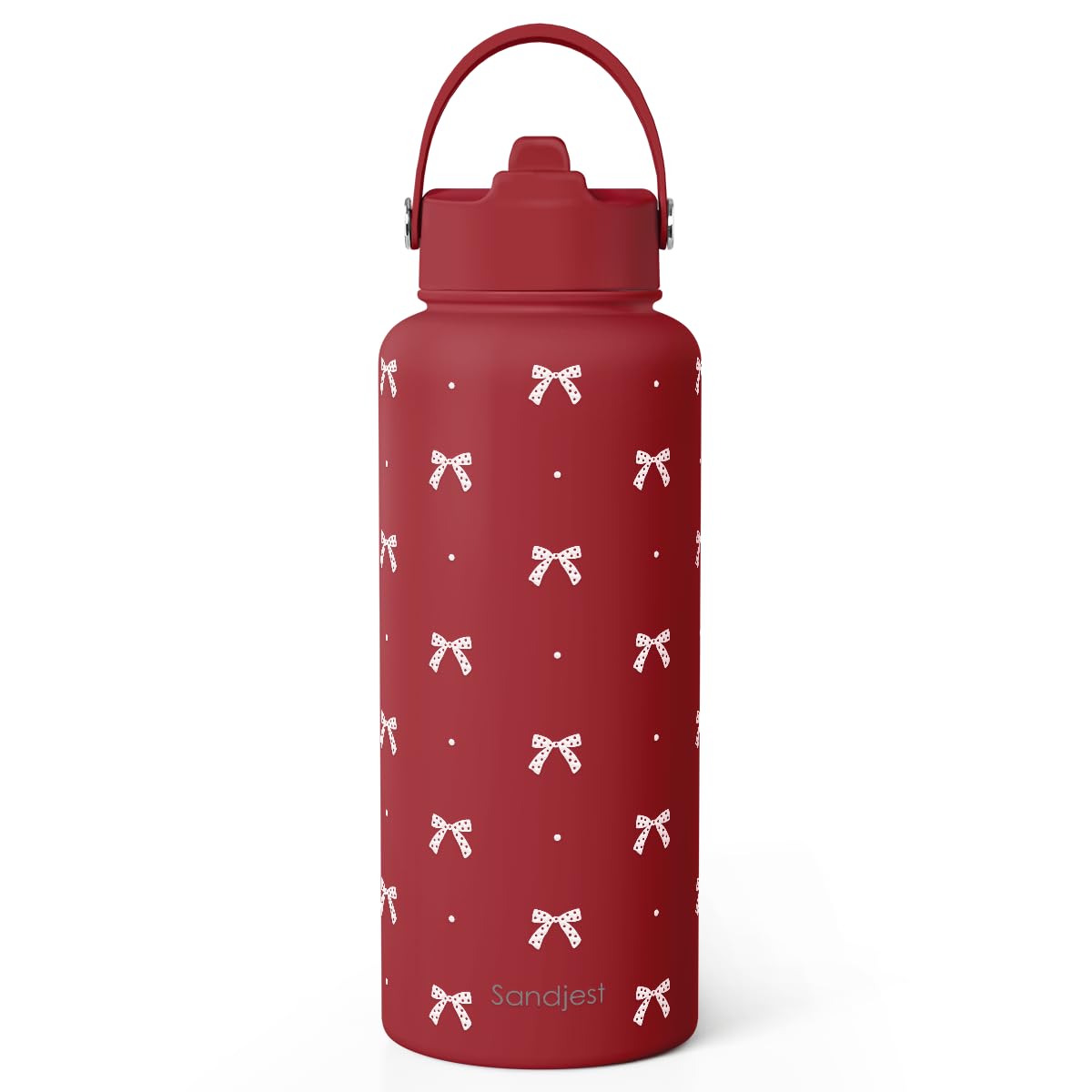 Bow Stainless Steel Water Bottle 32 Ounces with Lid & Straw (Bow)