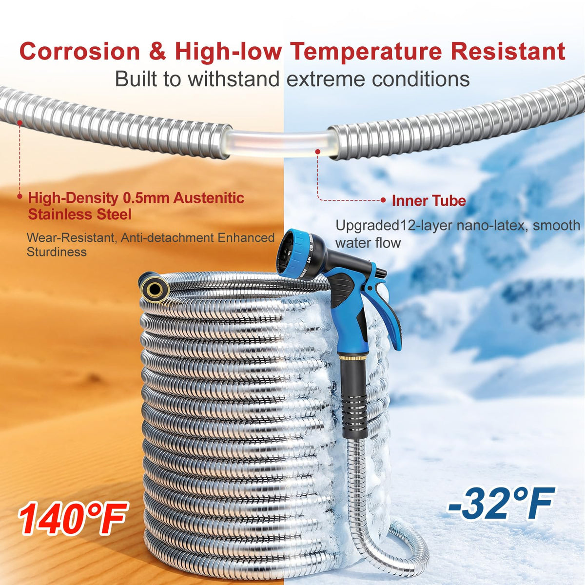 Garden Hose 75 FT (Silver / 75FT)