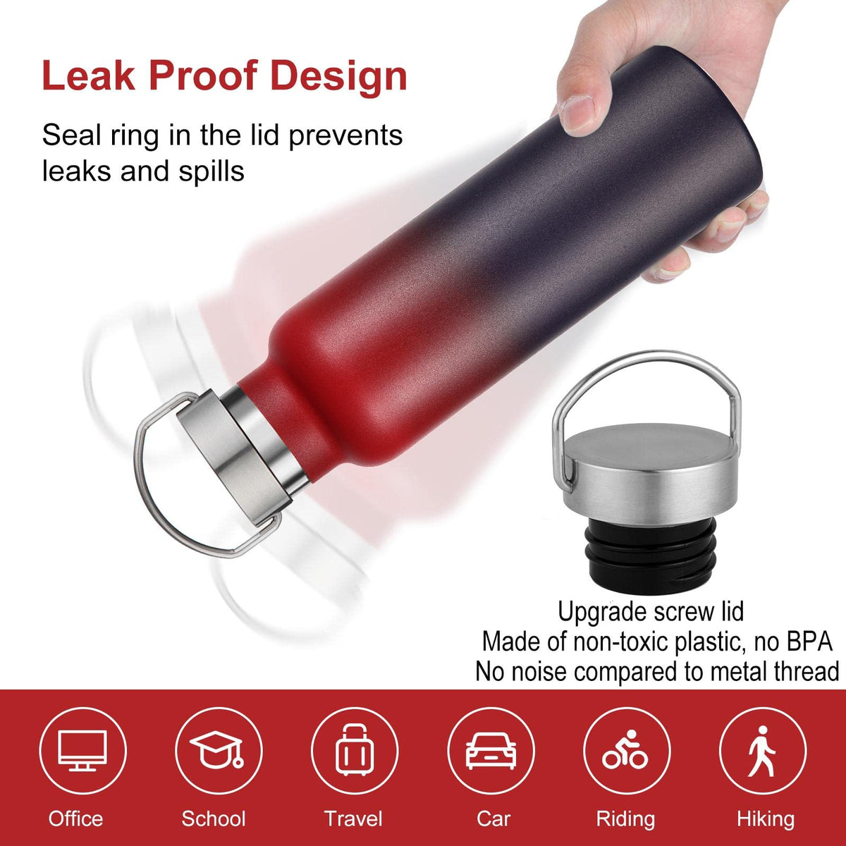 20 Ounce Insulated Stainless Steel Water Bottle (Dark Rainbow)