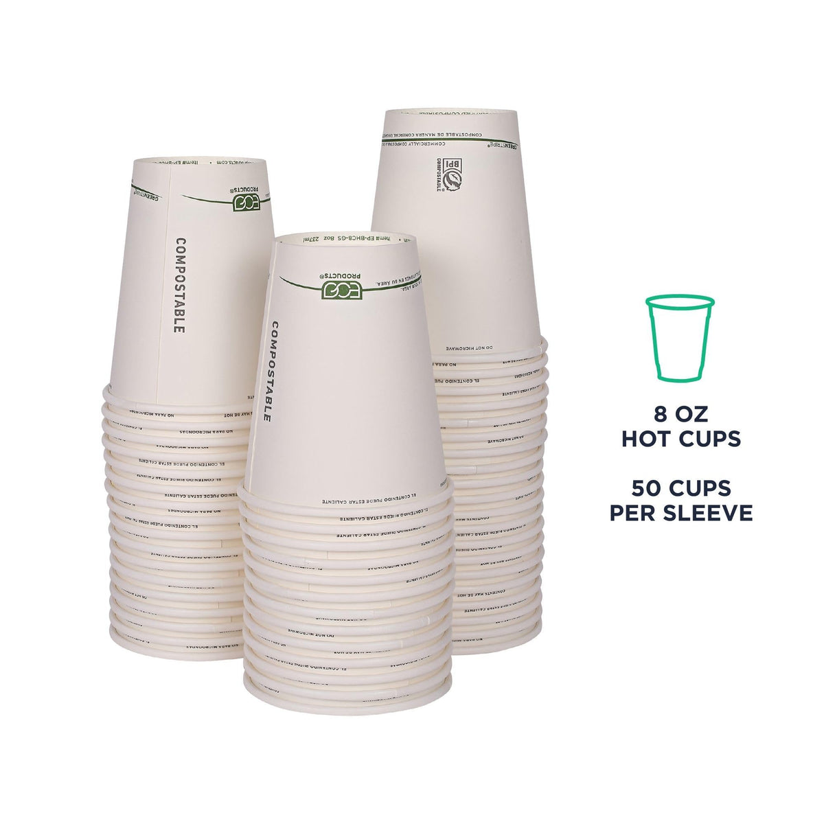 GreenStripe Disposable Paper Hot Cups (8oz)