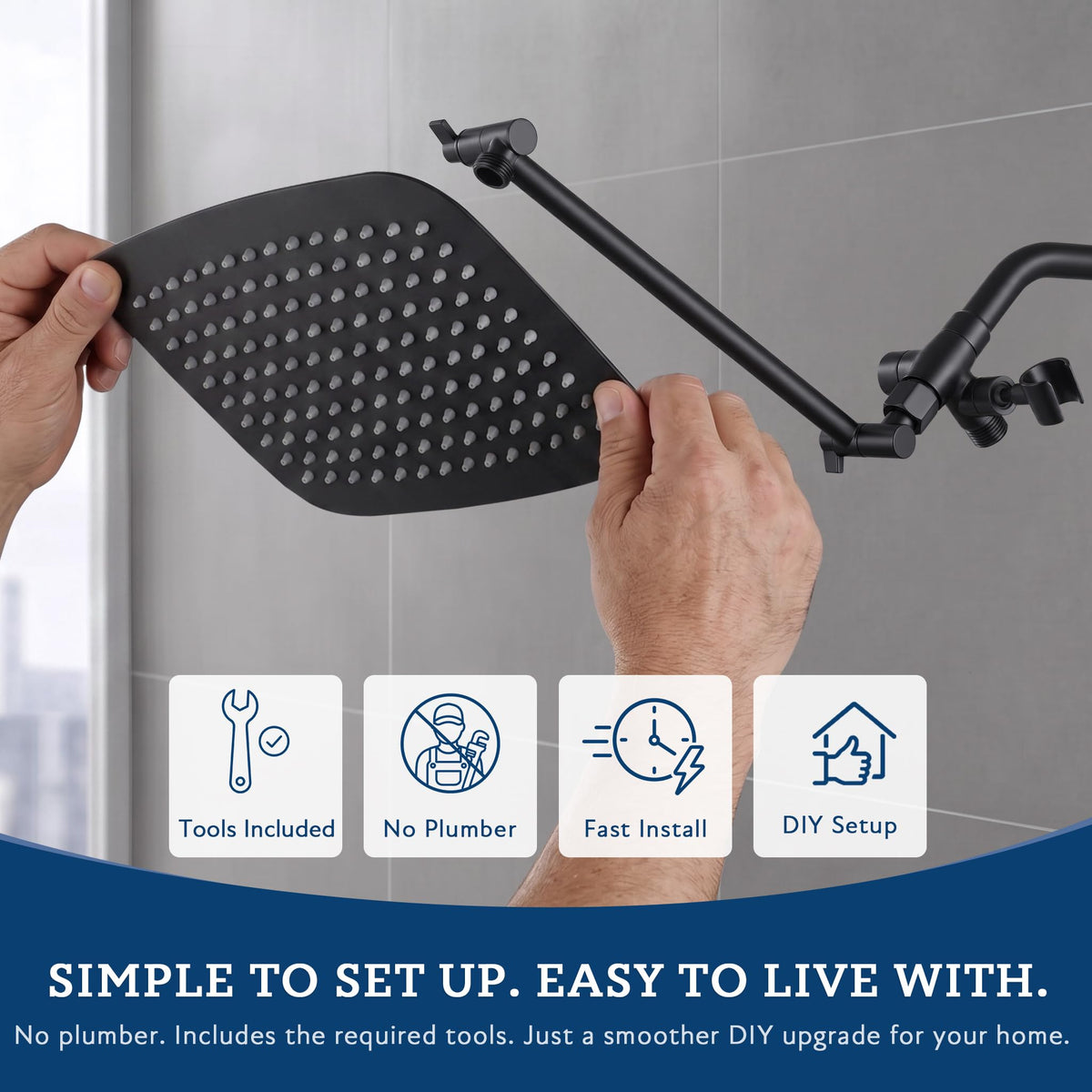 All Metal 12" Rain Shower Head with Handheld for Bathroom Upgrade (12 Inches / Matte Black)