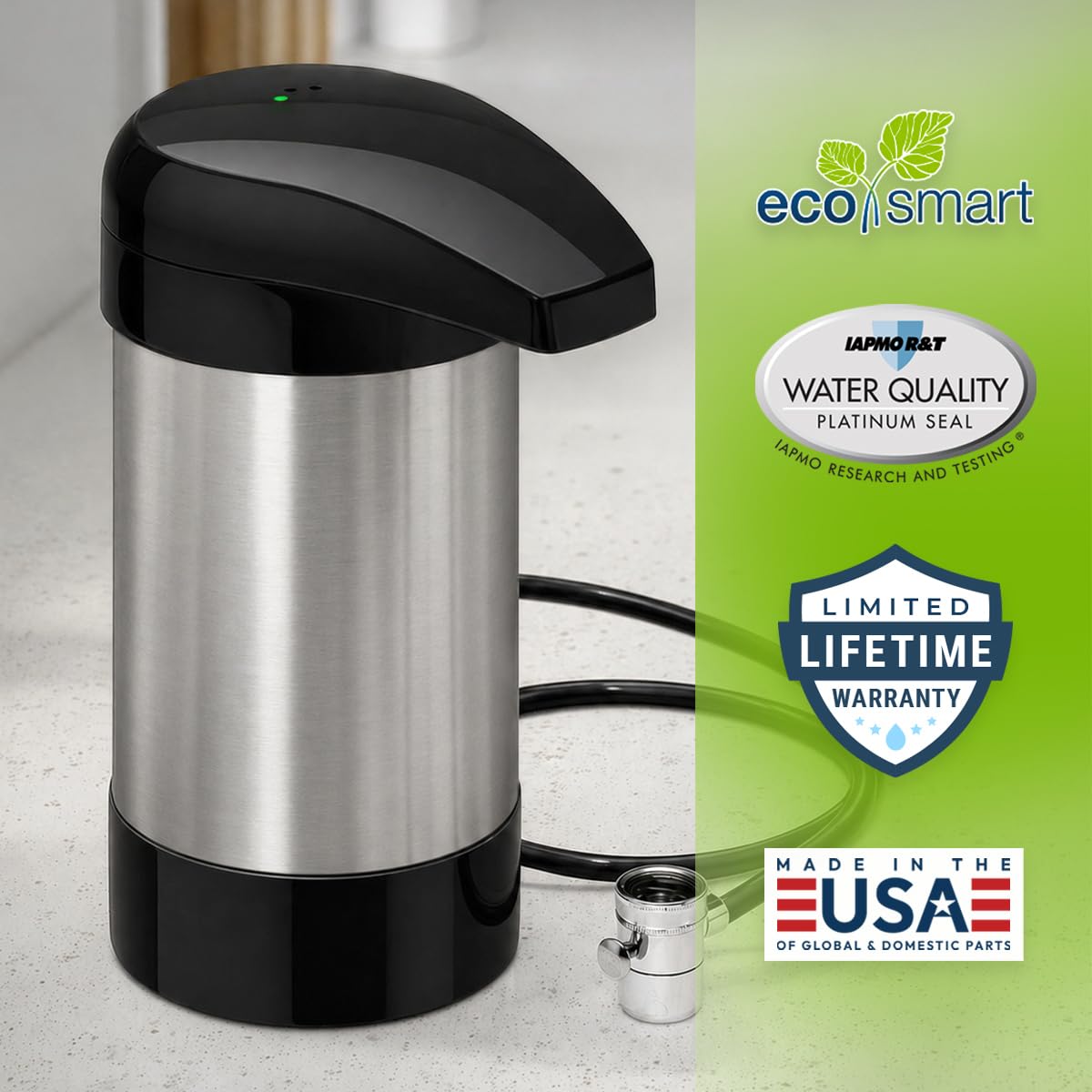 Premium Black Countertop Water Filter System C7500 with Intelligent Monitor (Black)
