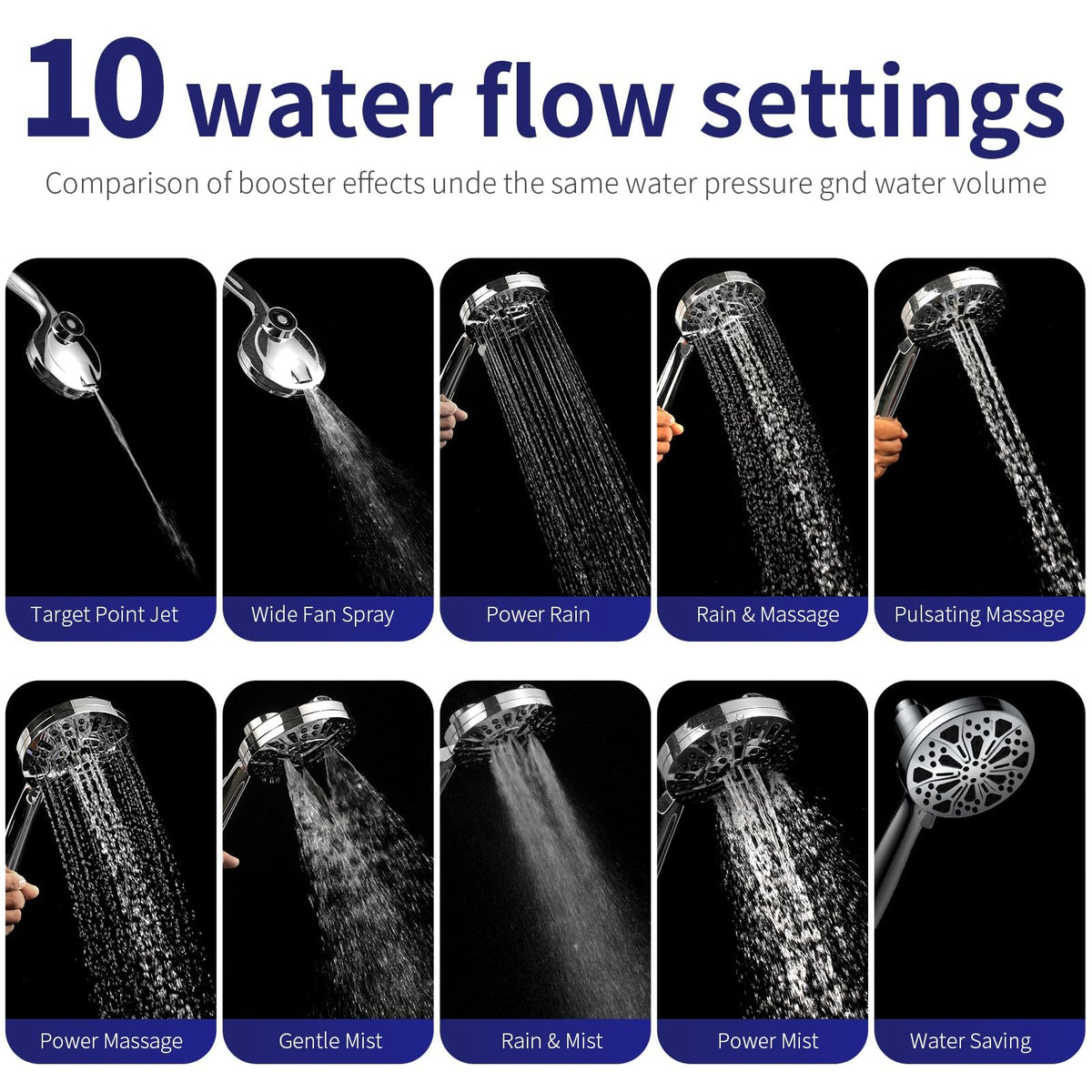 Magnetic Handheld Shower Head with Filter (Silver)