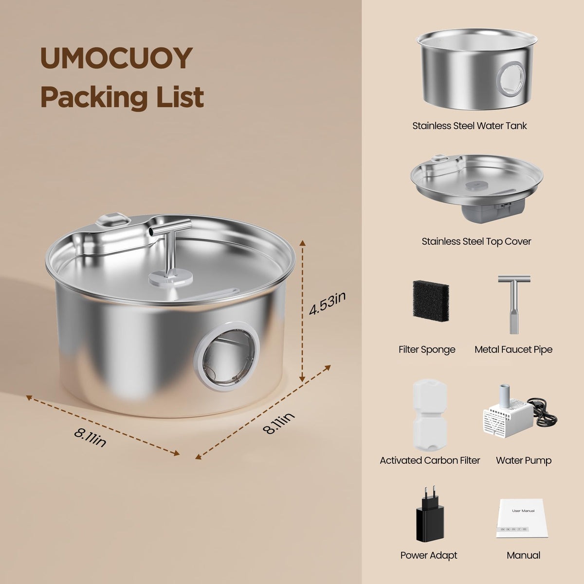 Cat Water Fountain Stainless Steel