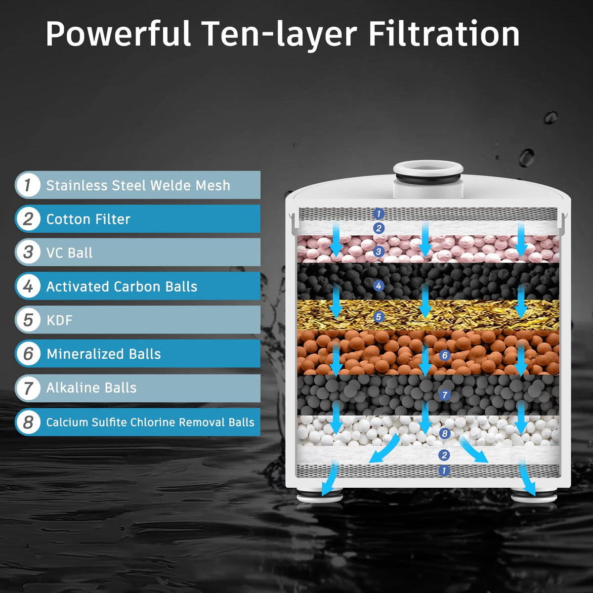 Filtered Shower Head (Black)