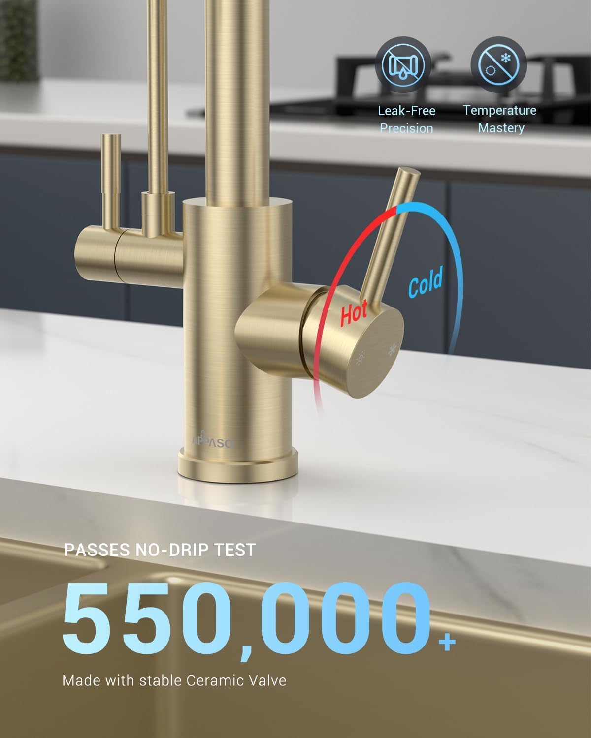 3 Way Gold Kitchen Faucet with Water Filter (260-Gold)