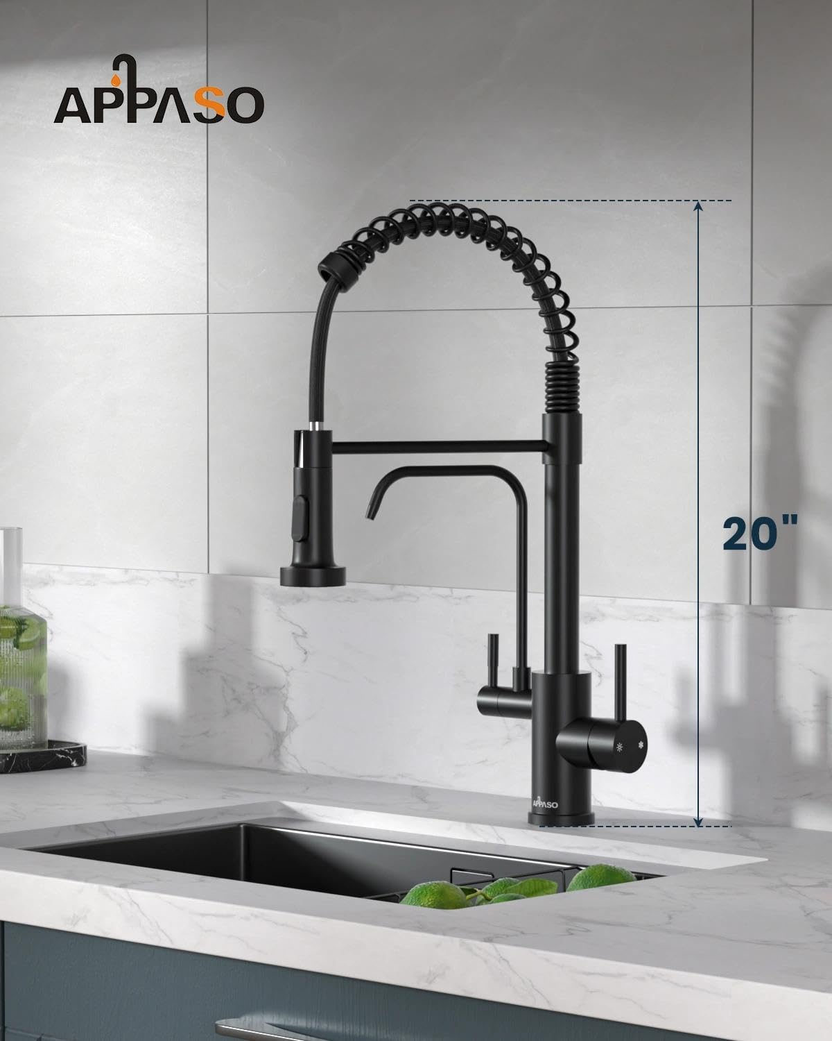 3 Way Black Kitchen Faucet with Water Filler (260-Black)