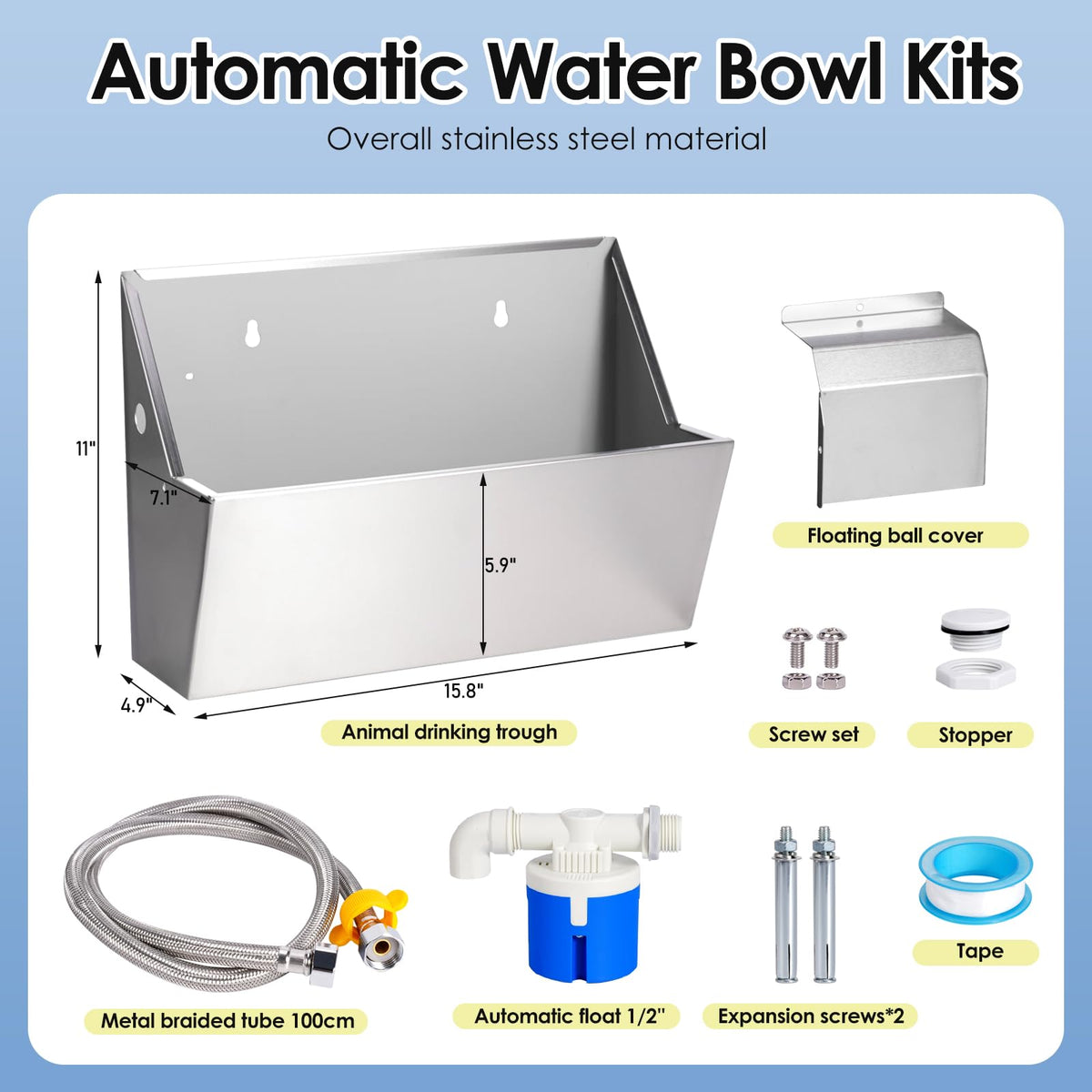 Dog Water Bowl Dispenser Stainless Steel