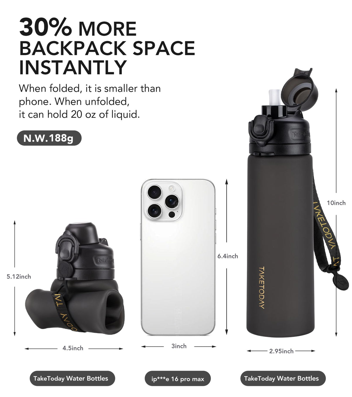 Collapsible Water Bottles with Straw for Travel (Mauve)