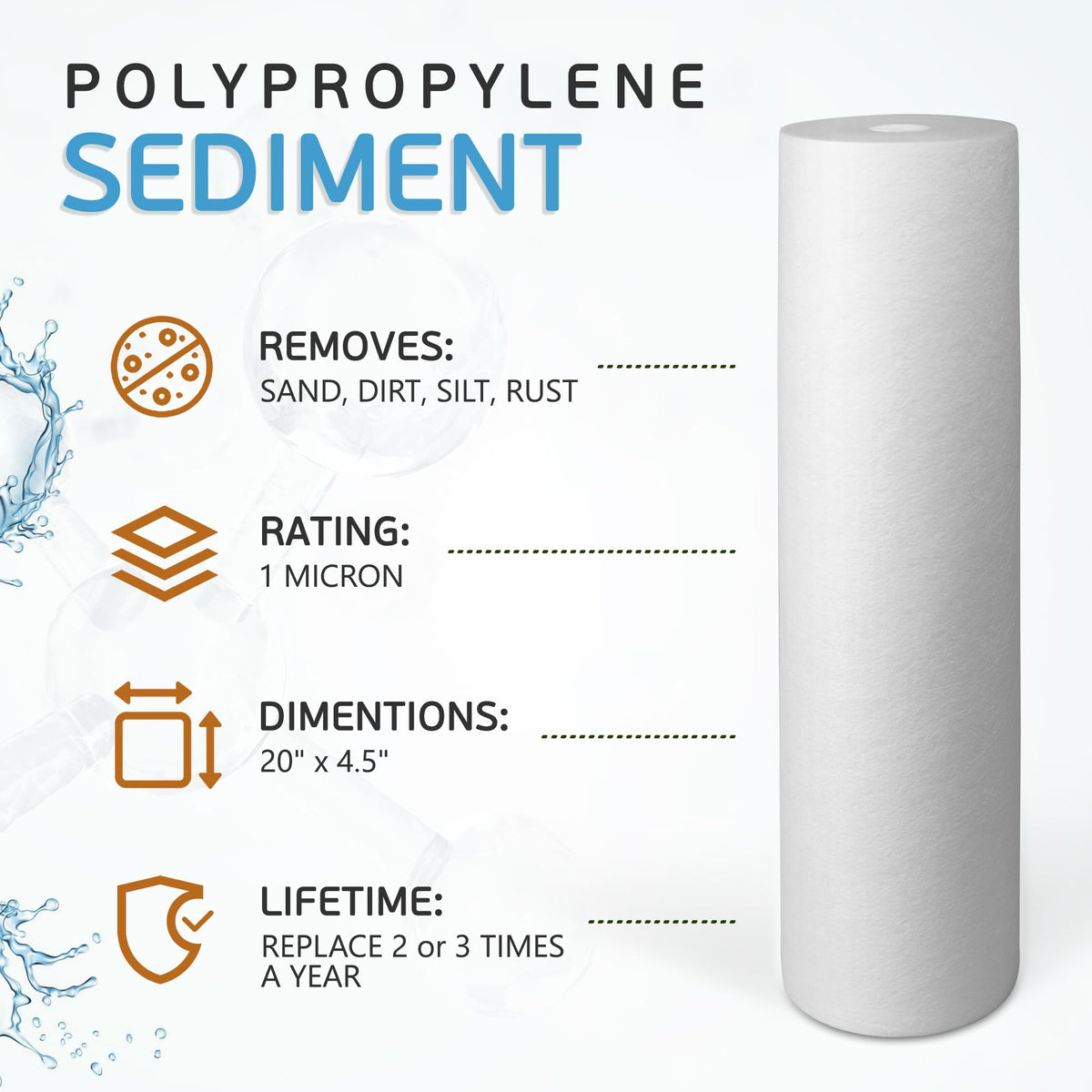 20 x 4.5 Inch Big Sediment Water Filter Cartridge (20 Inch)